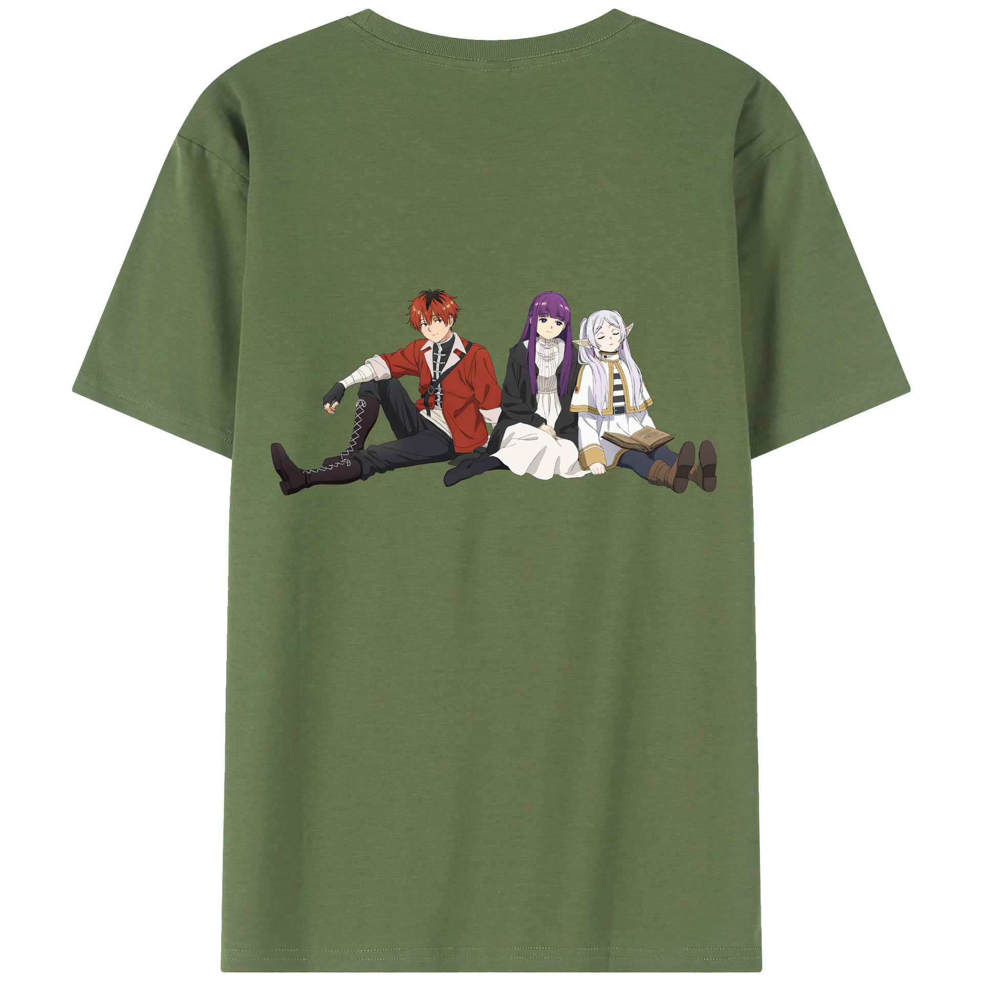（画像用） 葬送のフリーレン Frieren 綿100％ メンズ半袖Tシャツ（バックプリント） 通気性